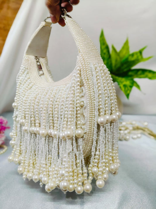 Pearl Fringe Hobo Moon Bag