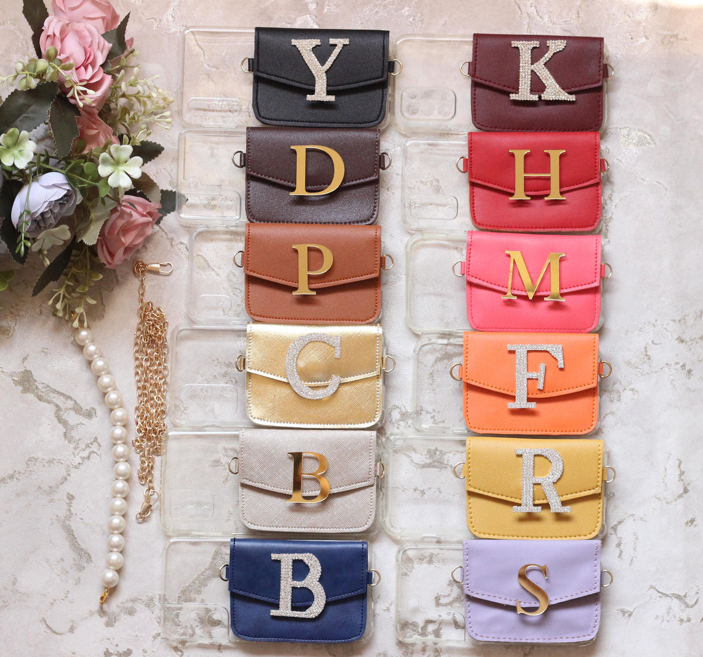 BROWN personalized Phone case & Card holder slings - STANDARD COLLECTION
