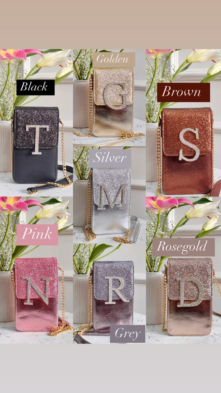 Personalized Glitter Bomb Mobile Slings - Silver