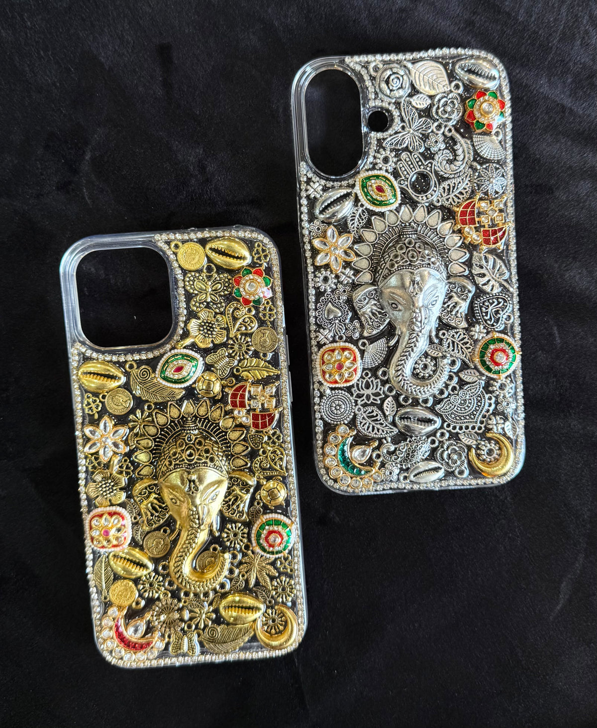 Ganesh ji blessed Oxidised & Antique Embellishments PHONE COVER