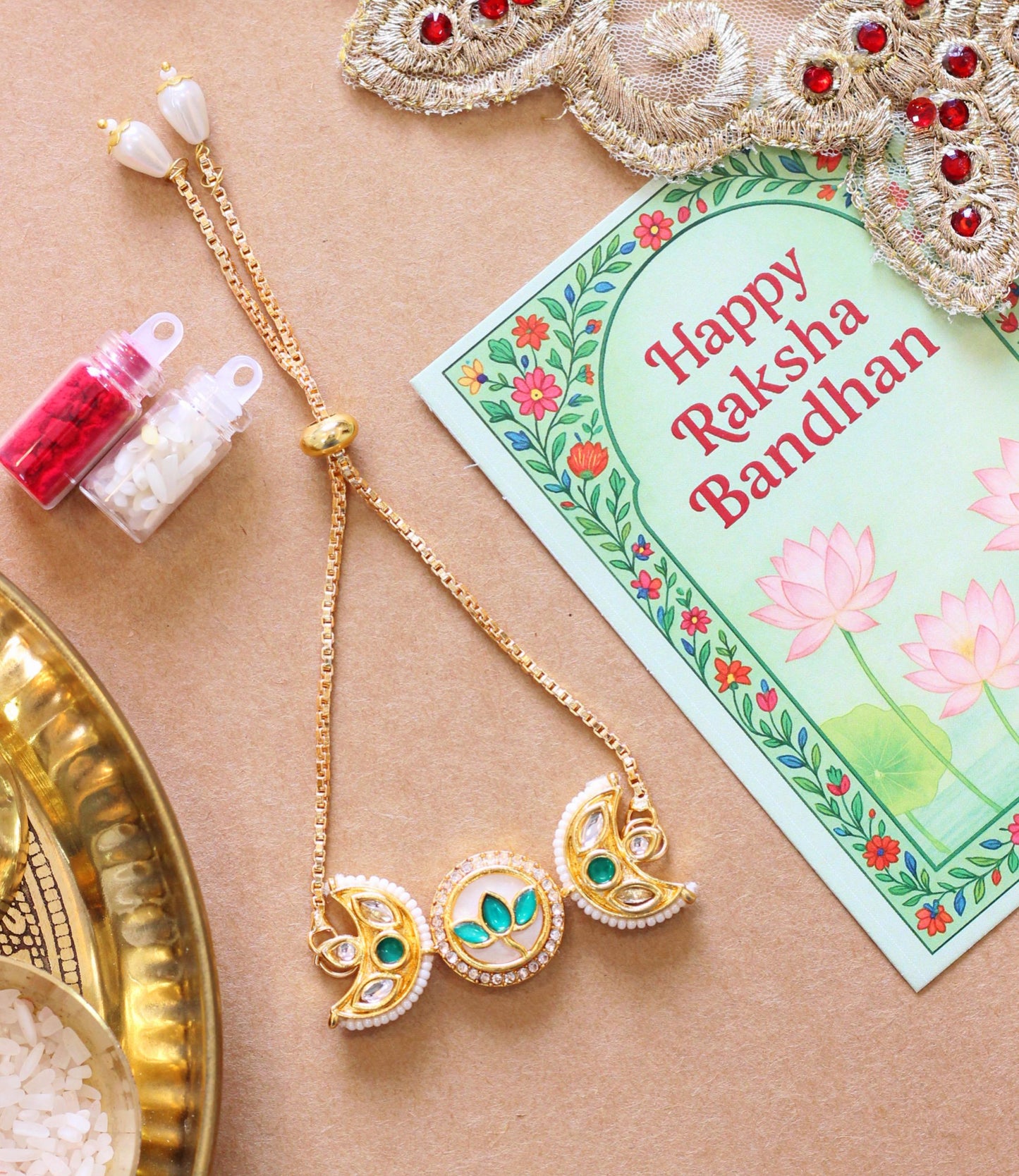 Crescent Kundan Rakhi