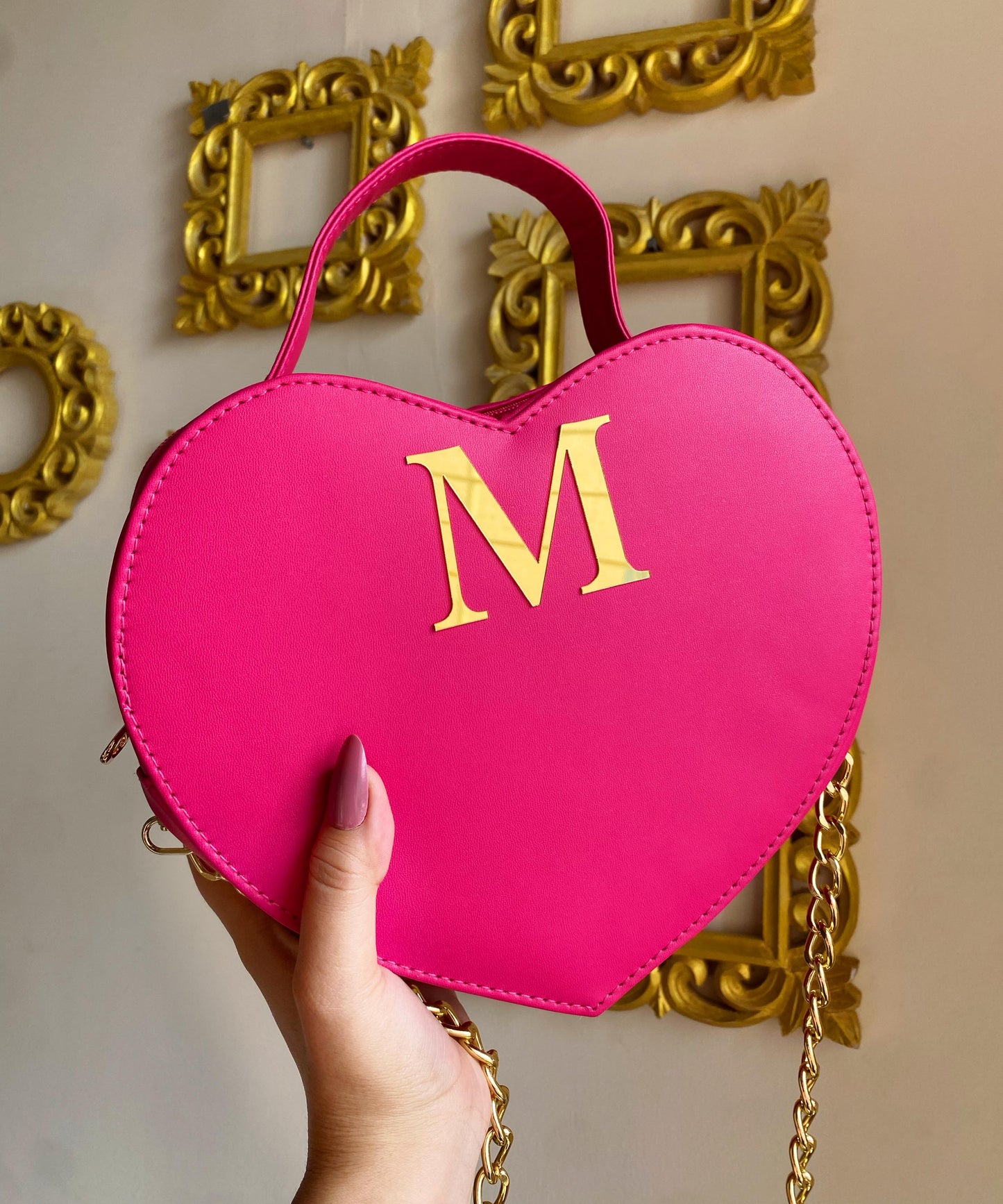 Handcrafted Heart Shaped PINK Sling Bag