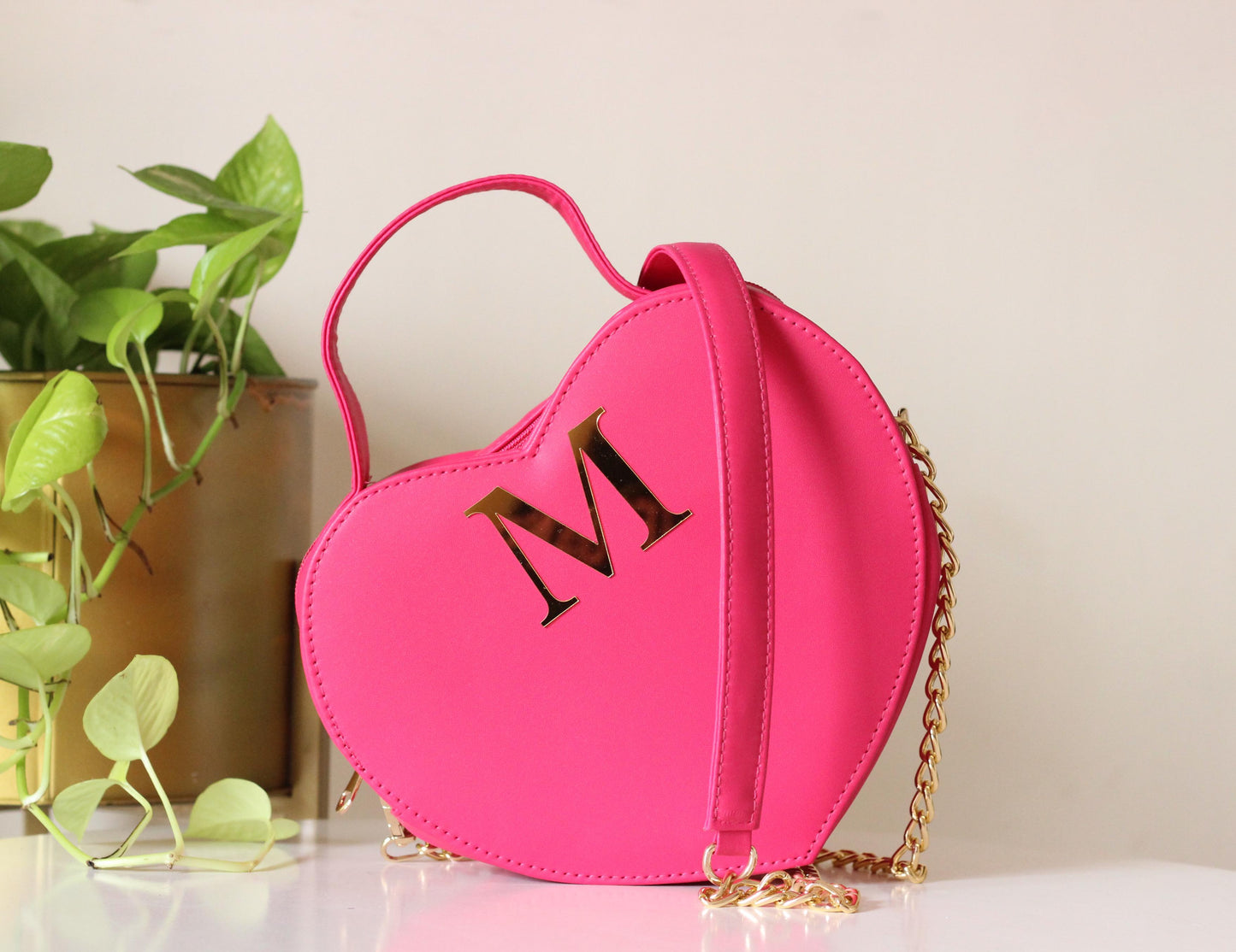 Handcrafted Heart Shaped PINK Sling Bag