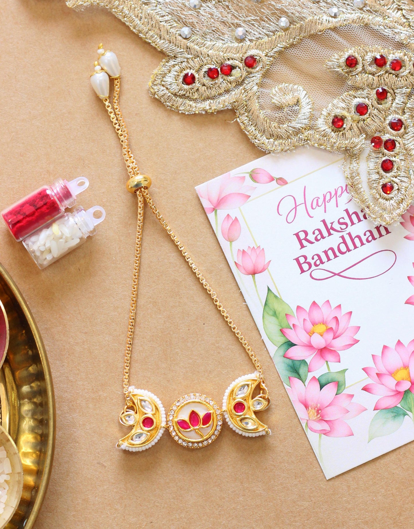 Crescent Kundan Rakhi