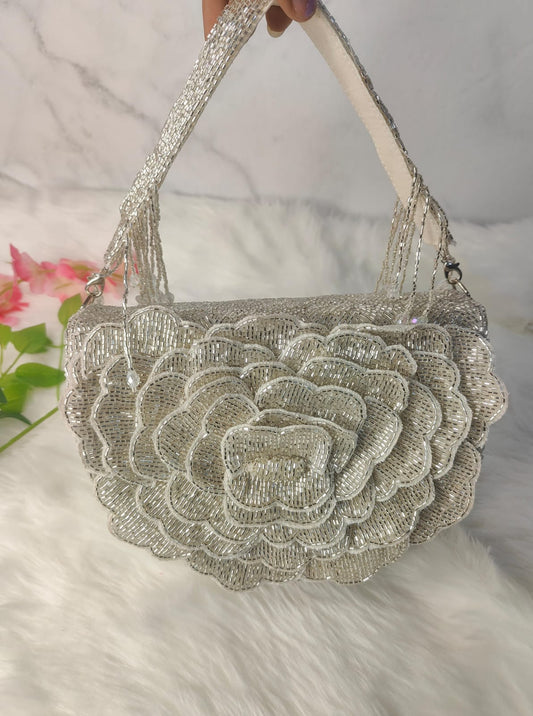 Designer Rose Flap Clutch
