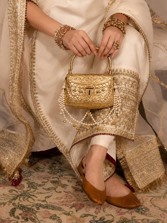 Nazraana Golden Brass Bag