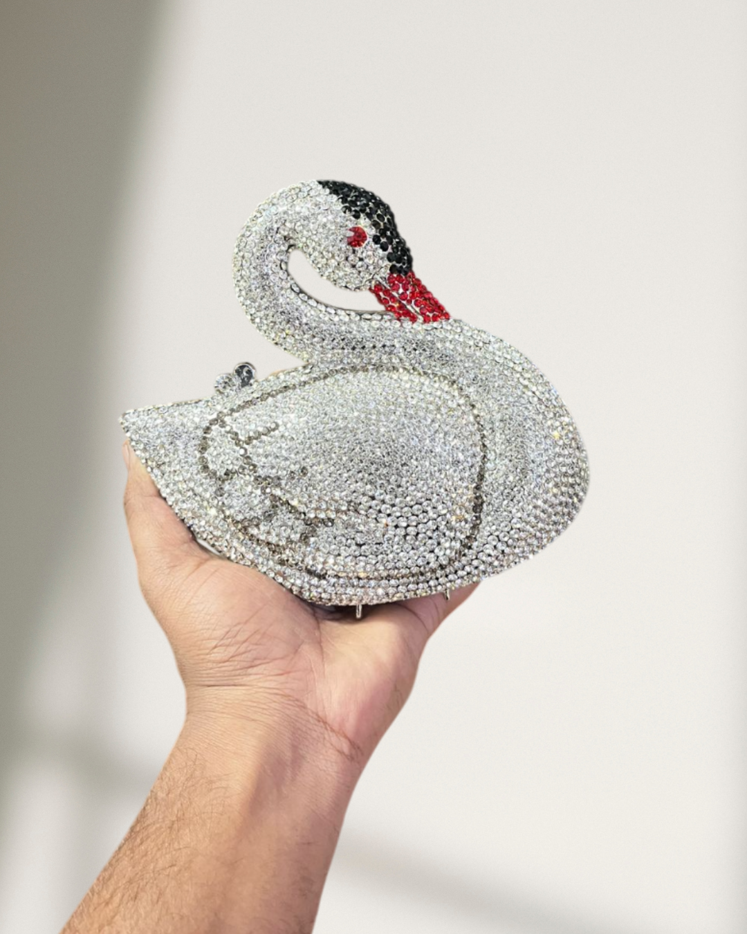 CELESTIA crystal work brass clutch - Swan