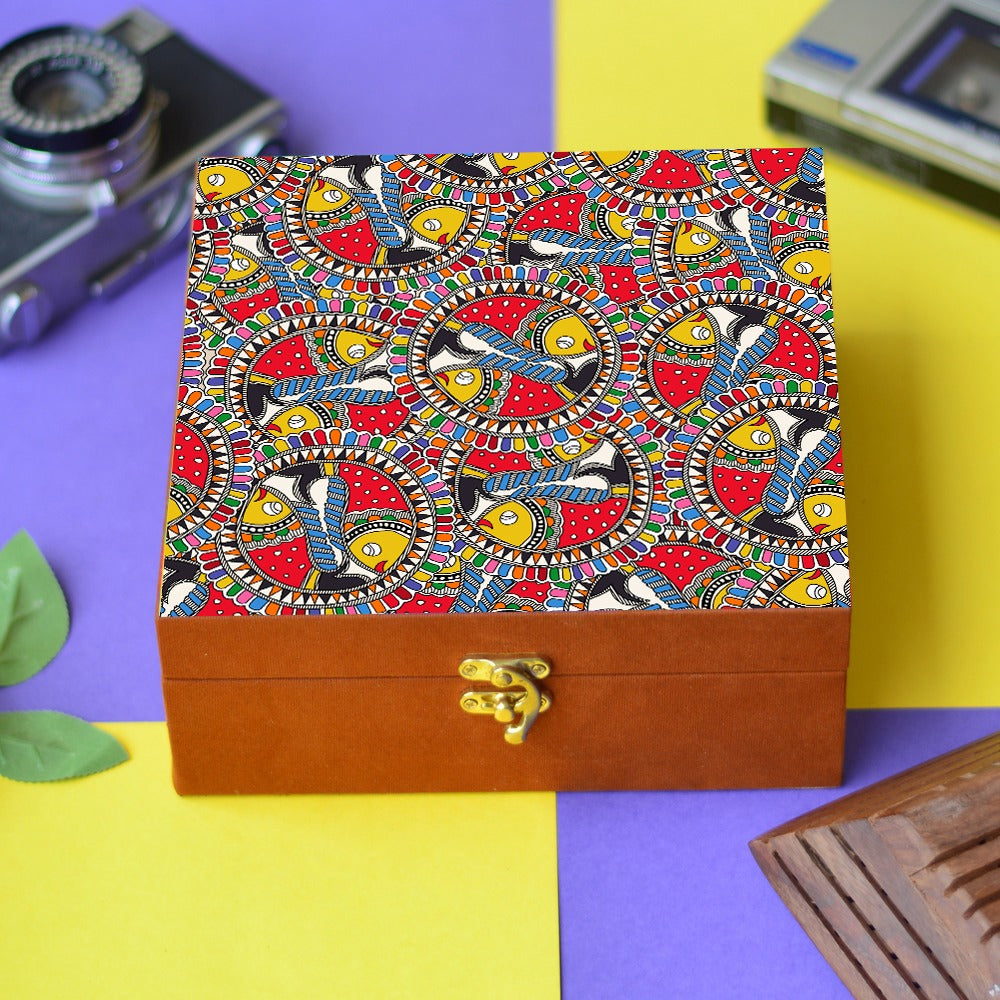 Suede printed hamper, gift, jewellery trunk box