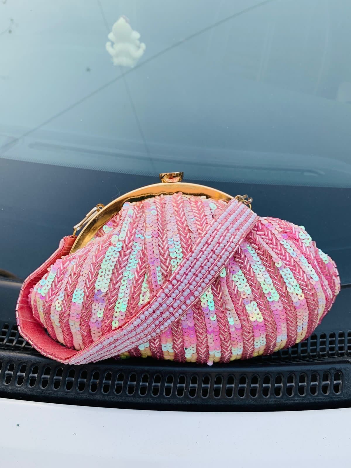 Little mermaid pink sequins clutch