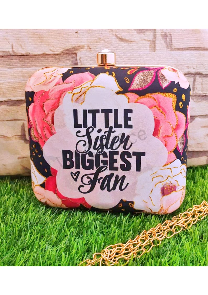 Printed fabric square clutch - Loving sister series