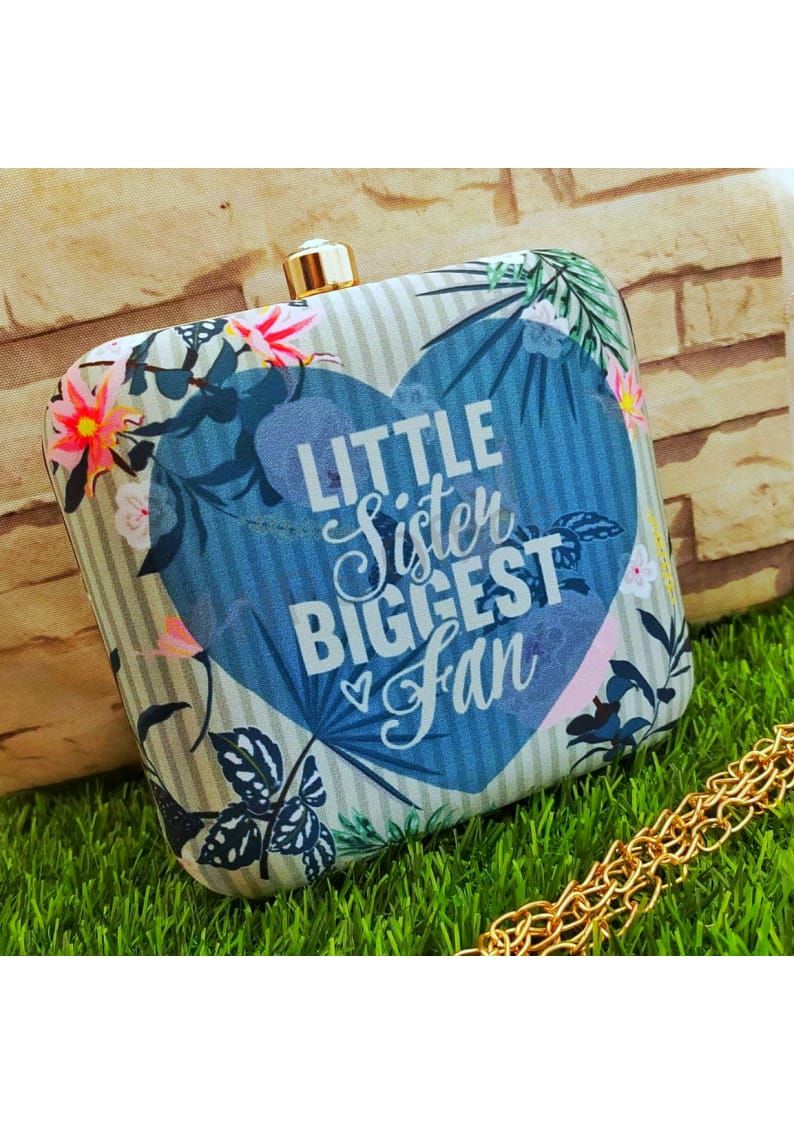 Printed fabric square clutch - Loving sister series