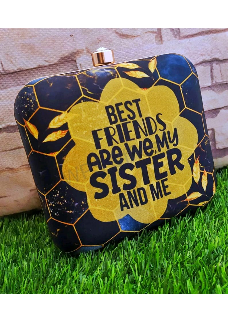 Printed fabric square clutch - Loving sister series