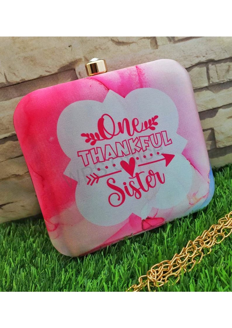 Printed fabric square clutch - Loving sister series