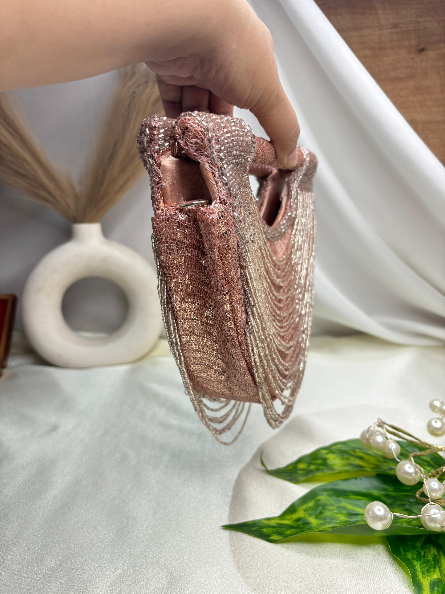 Cutwork designer jhalar clutch