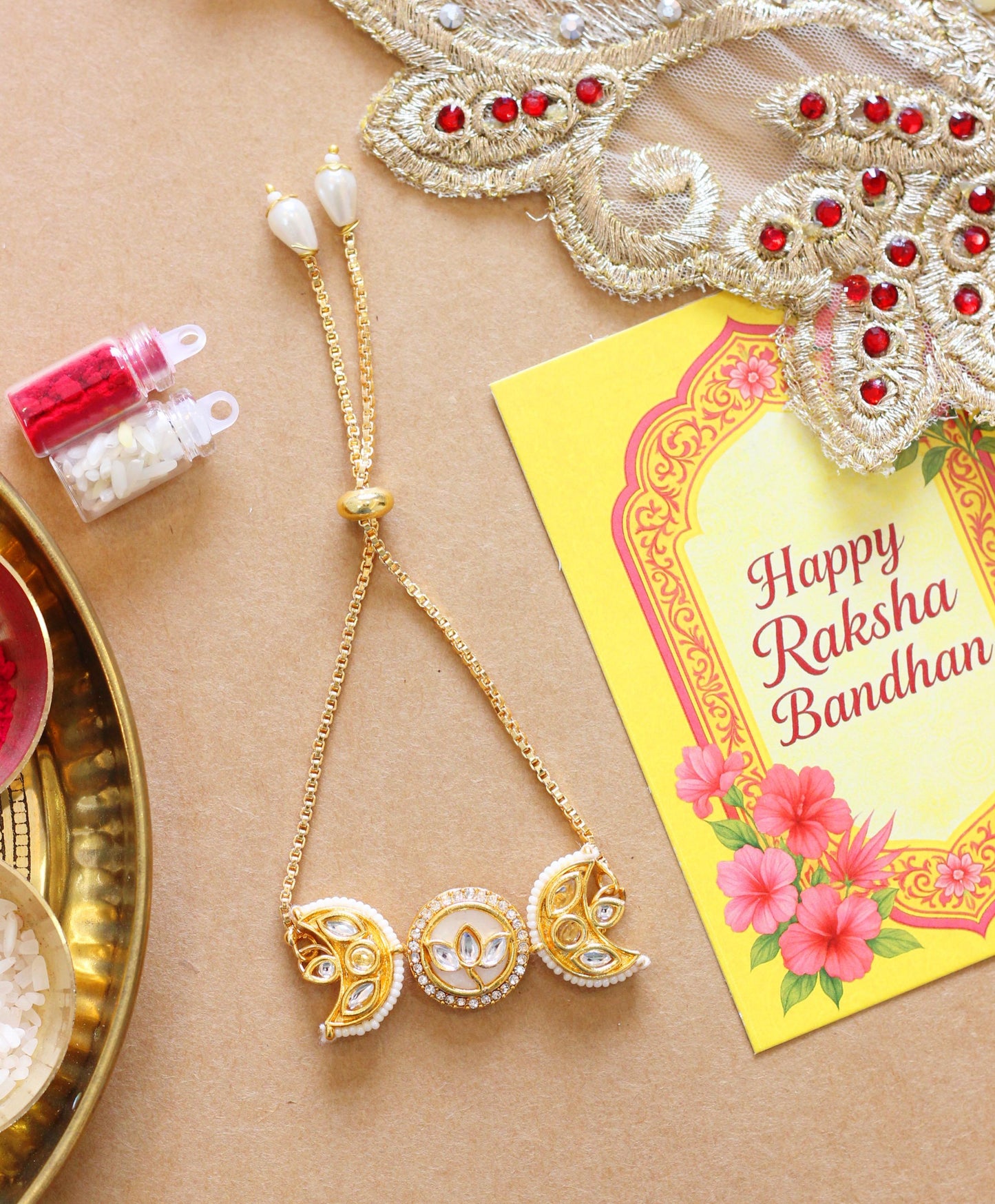 Crescent Kundan Rakhi