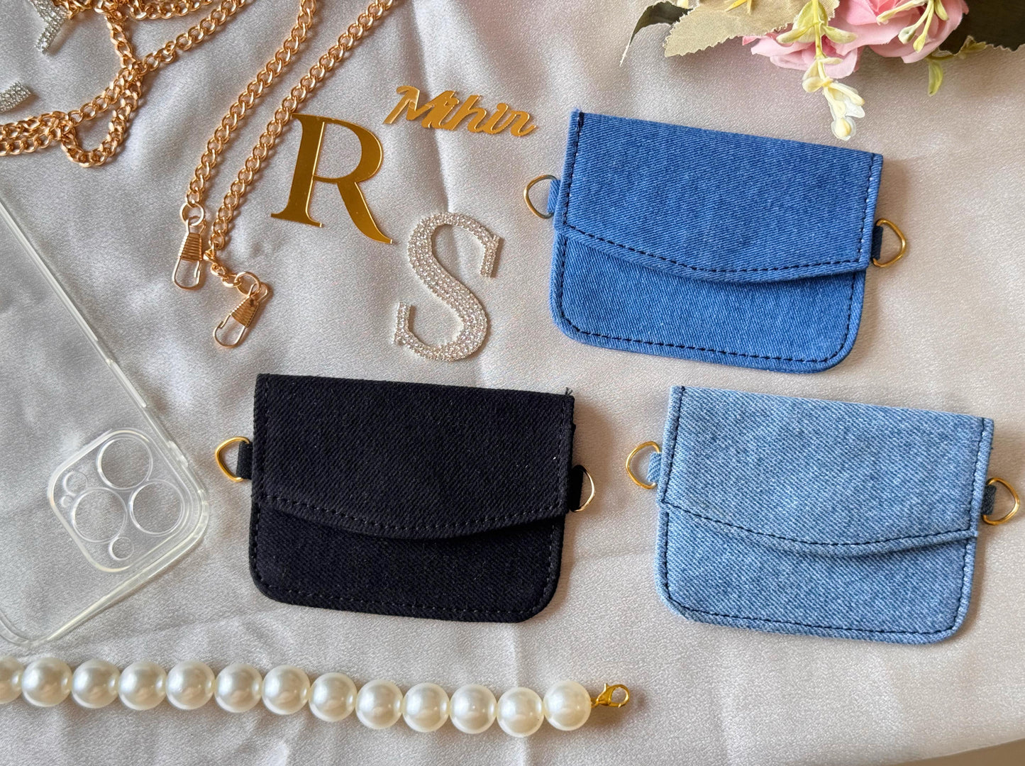 DENIM + CASH CARD HOLDER PHONE CASE SLINGS
