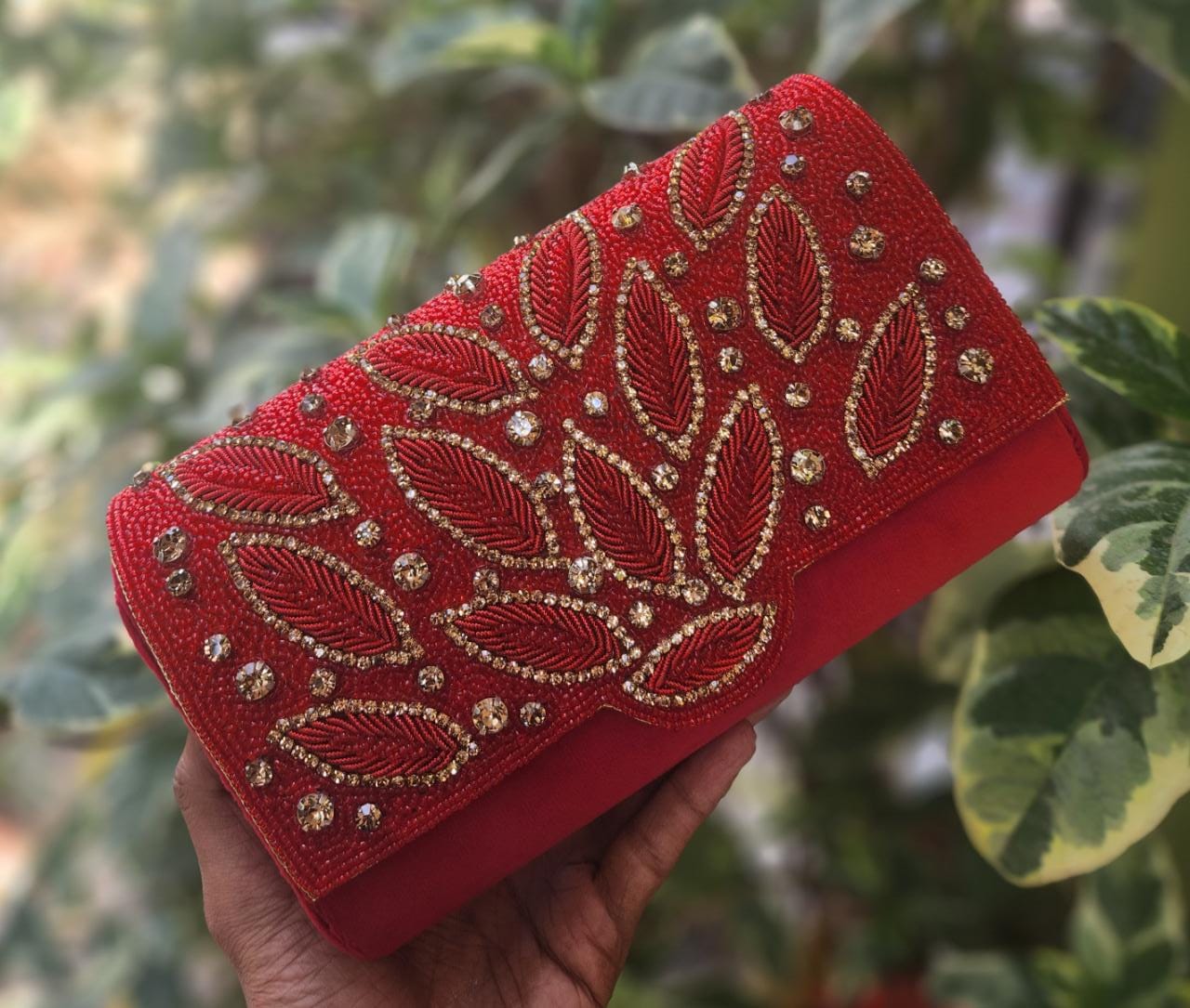 Heavy bead and diamond work Flap clutch
