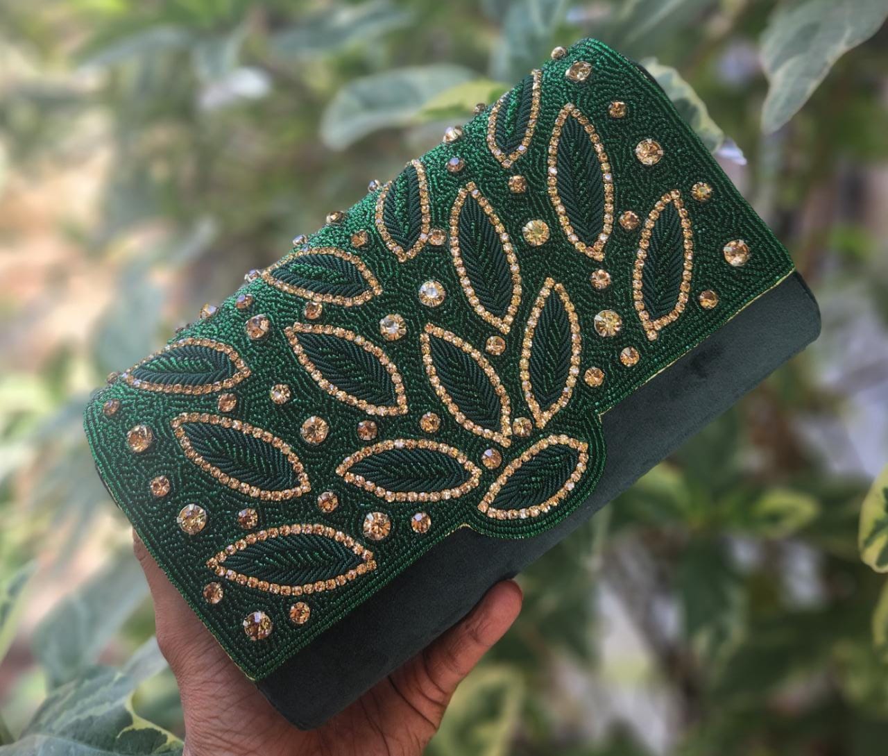 Heavy bead and diamond work Flap clutch