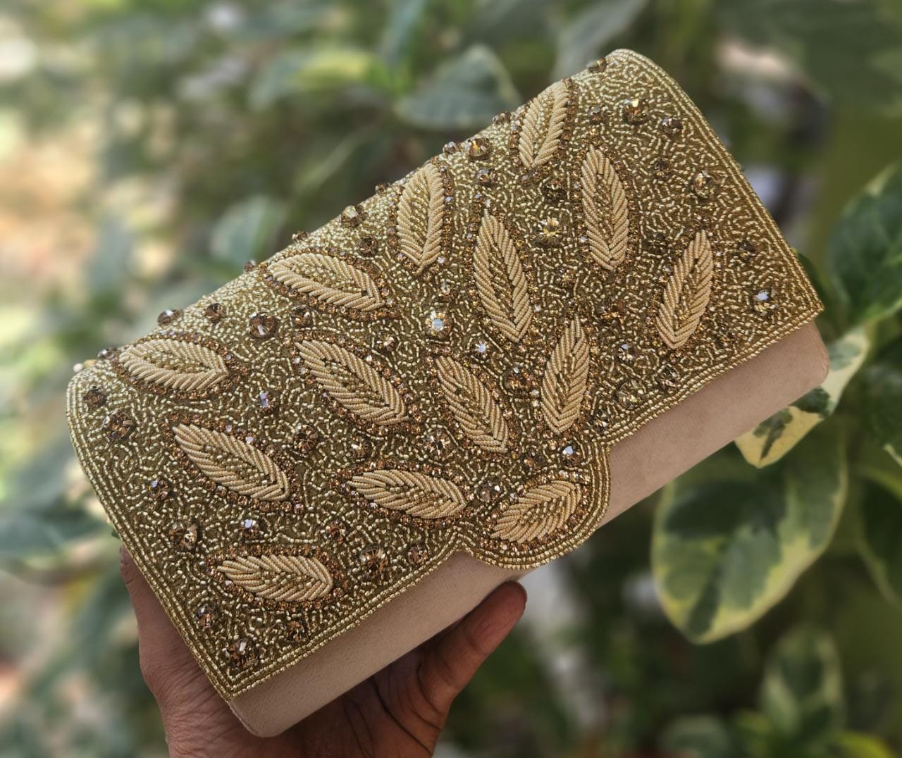 Heavy bead and diamond work Flap clutch