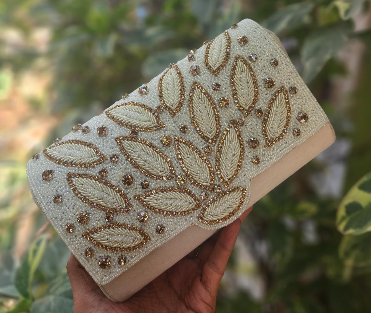 Heavy bead and diamond work Flap clutch