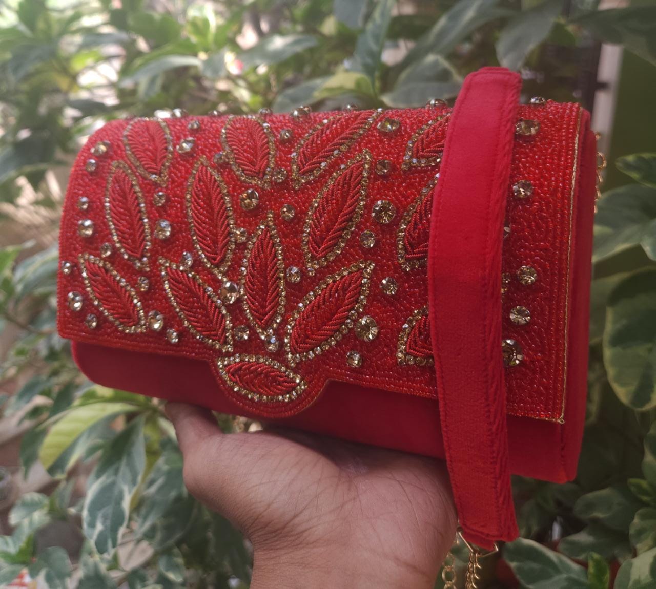 Heavy bead and diamond work Flap clutch