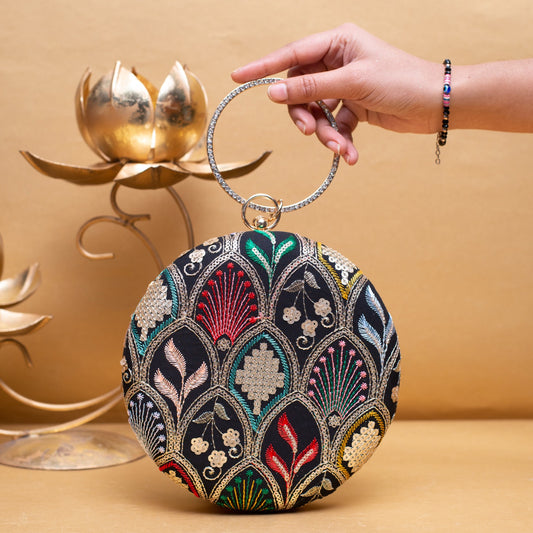 Designer Round Ethnic Clutch