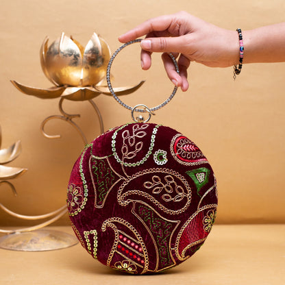 Designer Round Ethnic Clutch