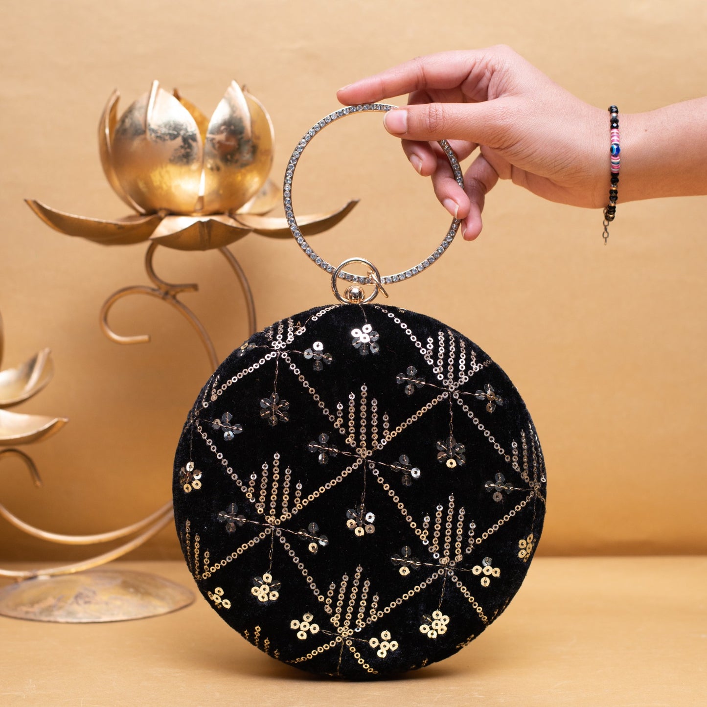 Designer Round Ethnic Clutch