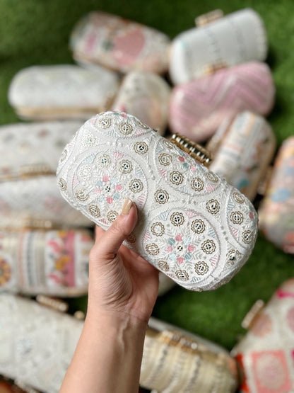 Chikankari capsule clutch