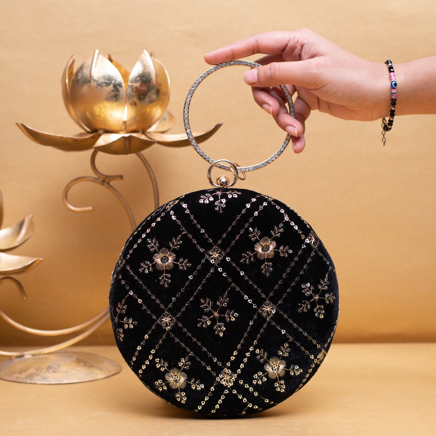 Designer Round Ethnic Clutch