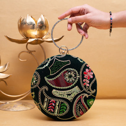 Designer Round Ethnic Clutch