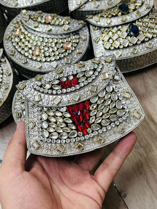 MINI riwaayat kundan work brass clutch