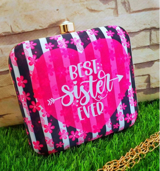 Printed fabric clutch - Loving sister series