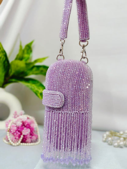 Dream crystal beaded lavender clutch