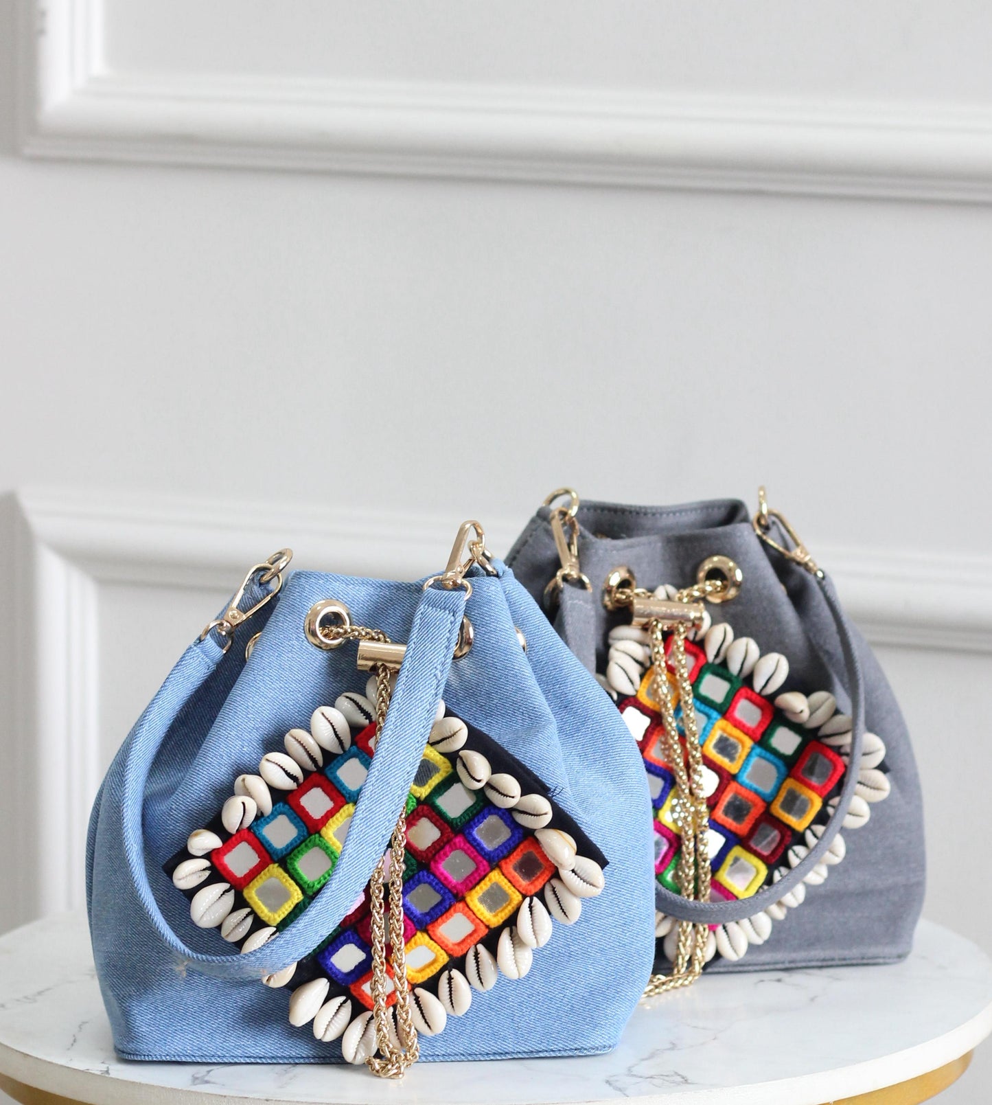 Garba nights denim bucket bag
