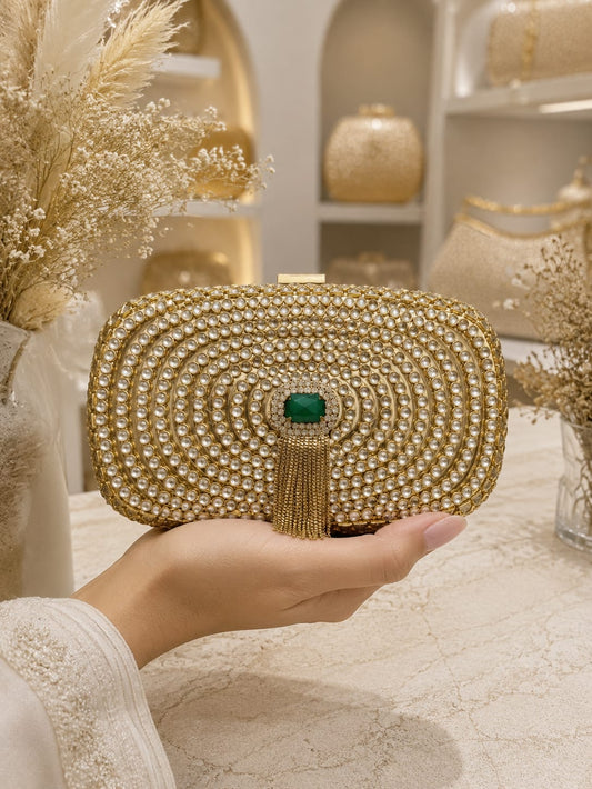 Vintage Jewel Clutch with green stone