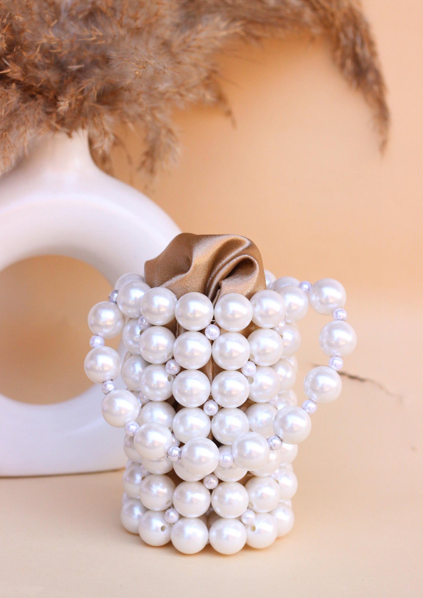 Pearl-fectly Yours - Handcrafted Luxury Beaded Pearl Bucket Bag