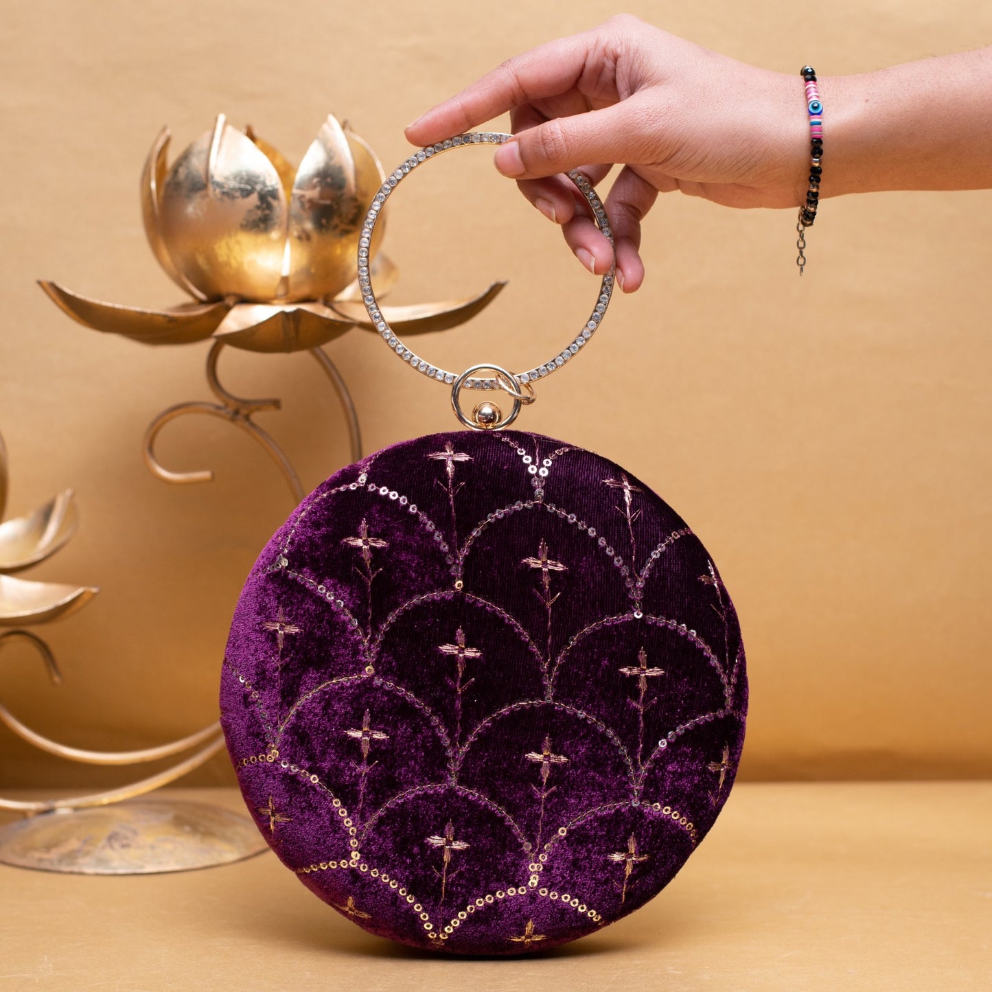 Designer Round Ethnic Clutch