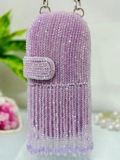 Dream crystal beaded lavender clutch
