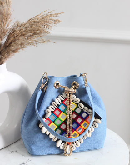 Garba nights denim bucket bag