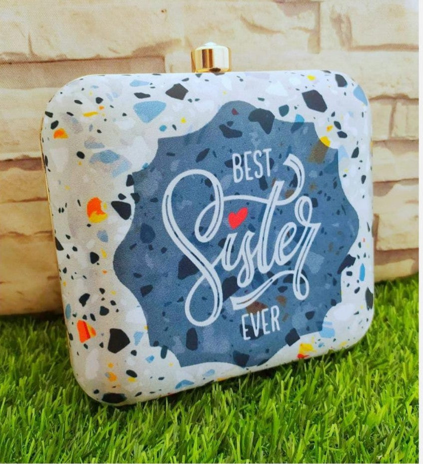 Printed fabric clutch - Loving sister series