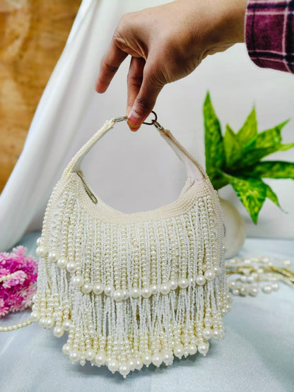 Pearl Fringe Hobo Moon Bag