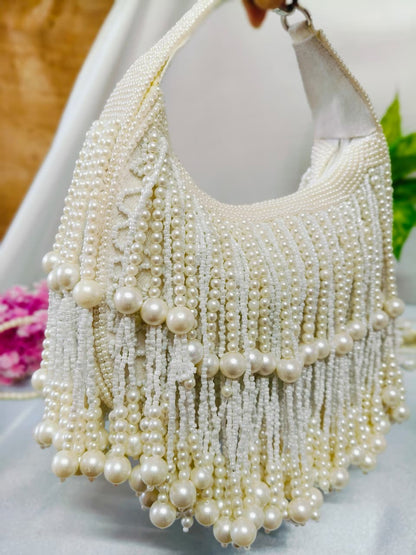Pearl Fringe Hobo Moon Bag