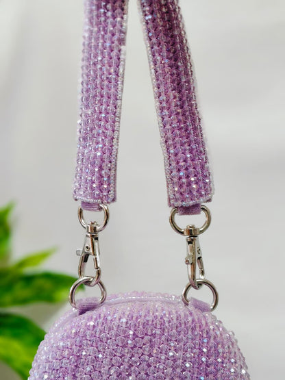 Dream crystal beaded lavender clutch