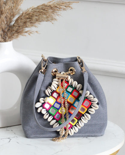 Garba nights denim bucket bag