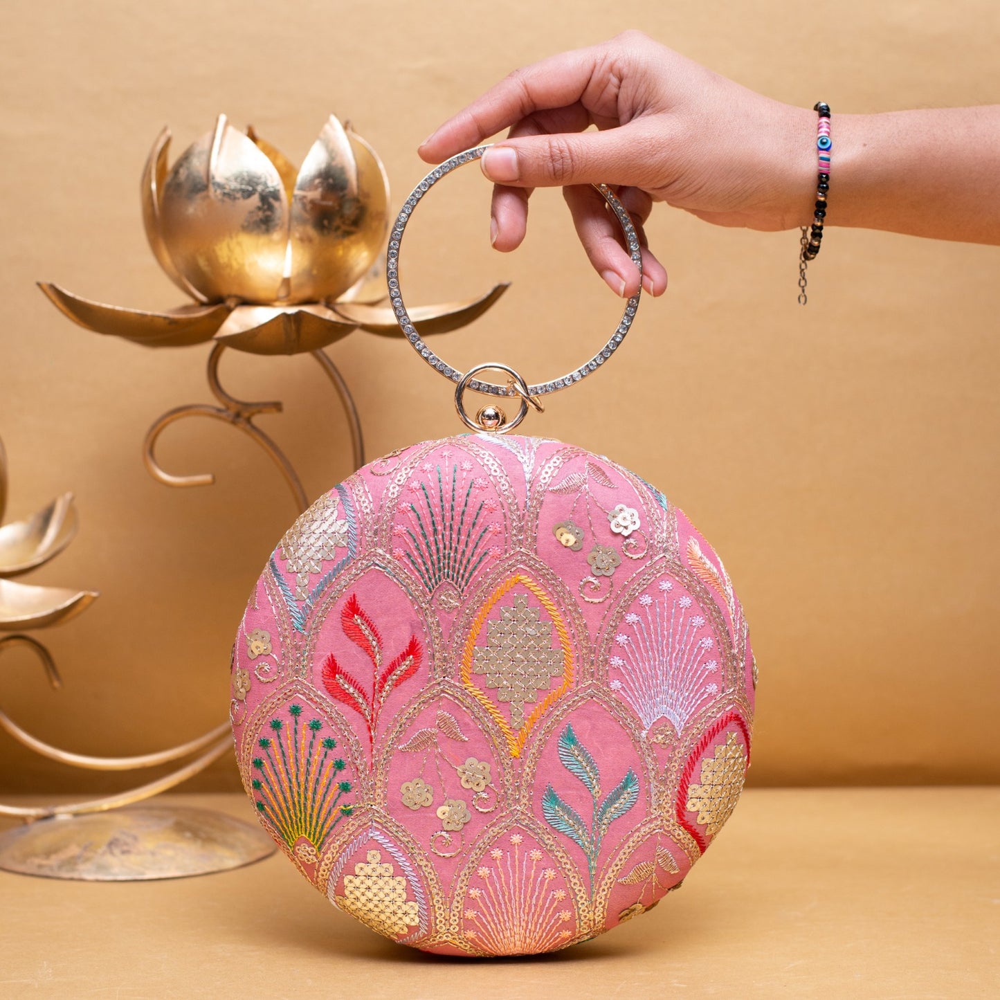 Designer Round Ethnic Clutch