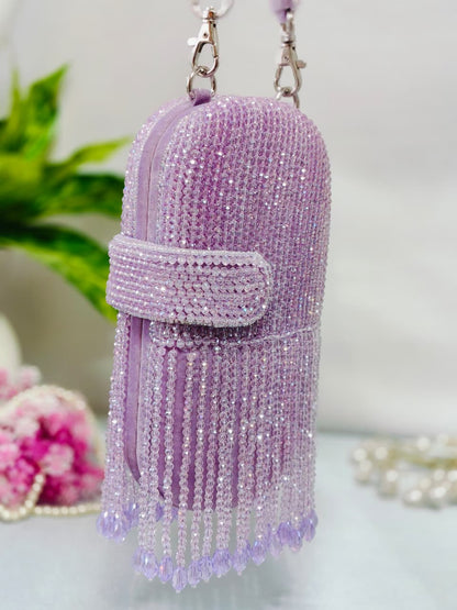 Dream crystal beaded lavender clutch