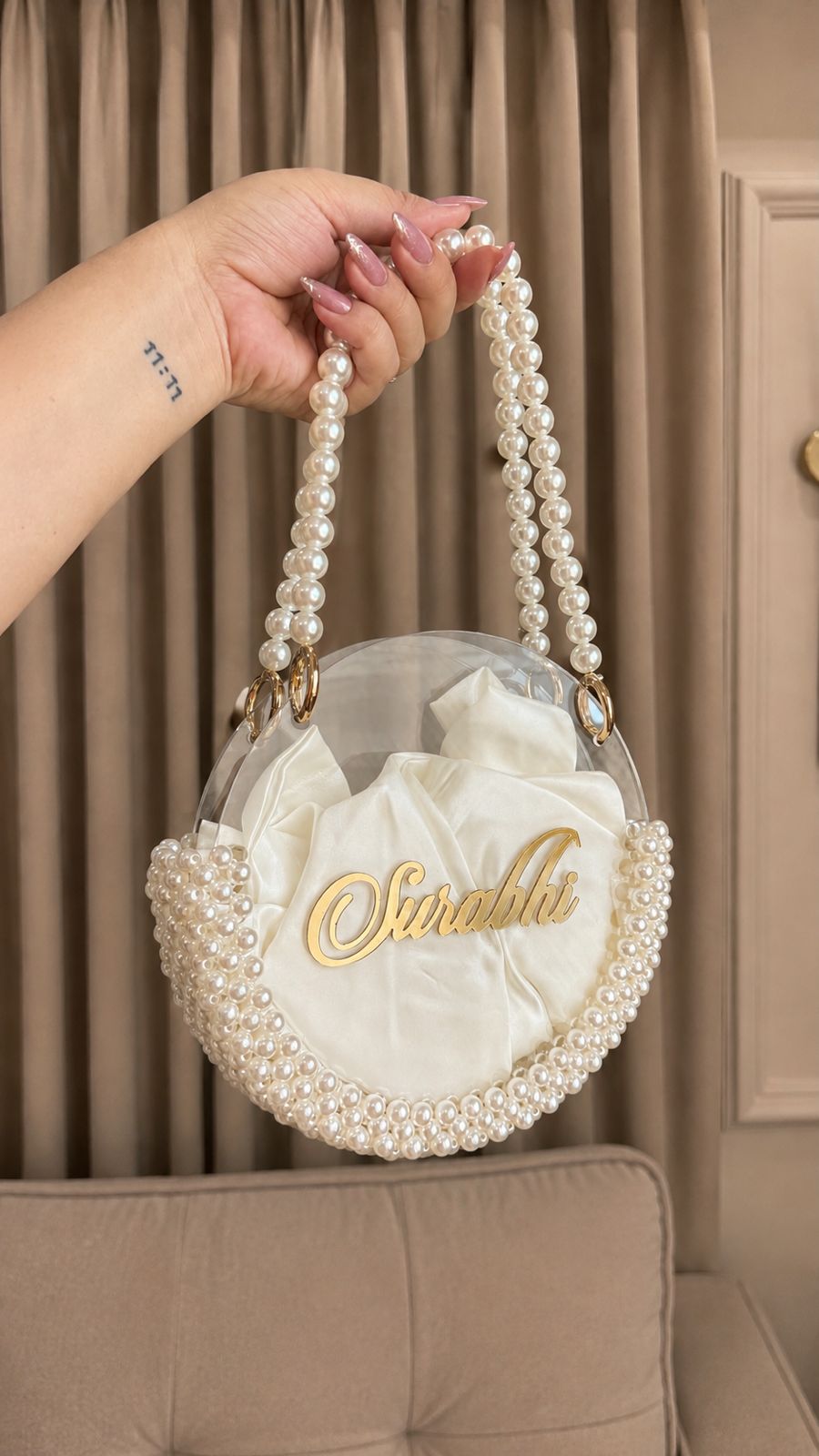 Personalized beaded transparent bag