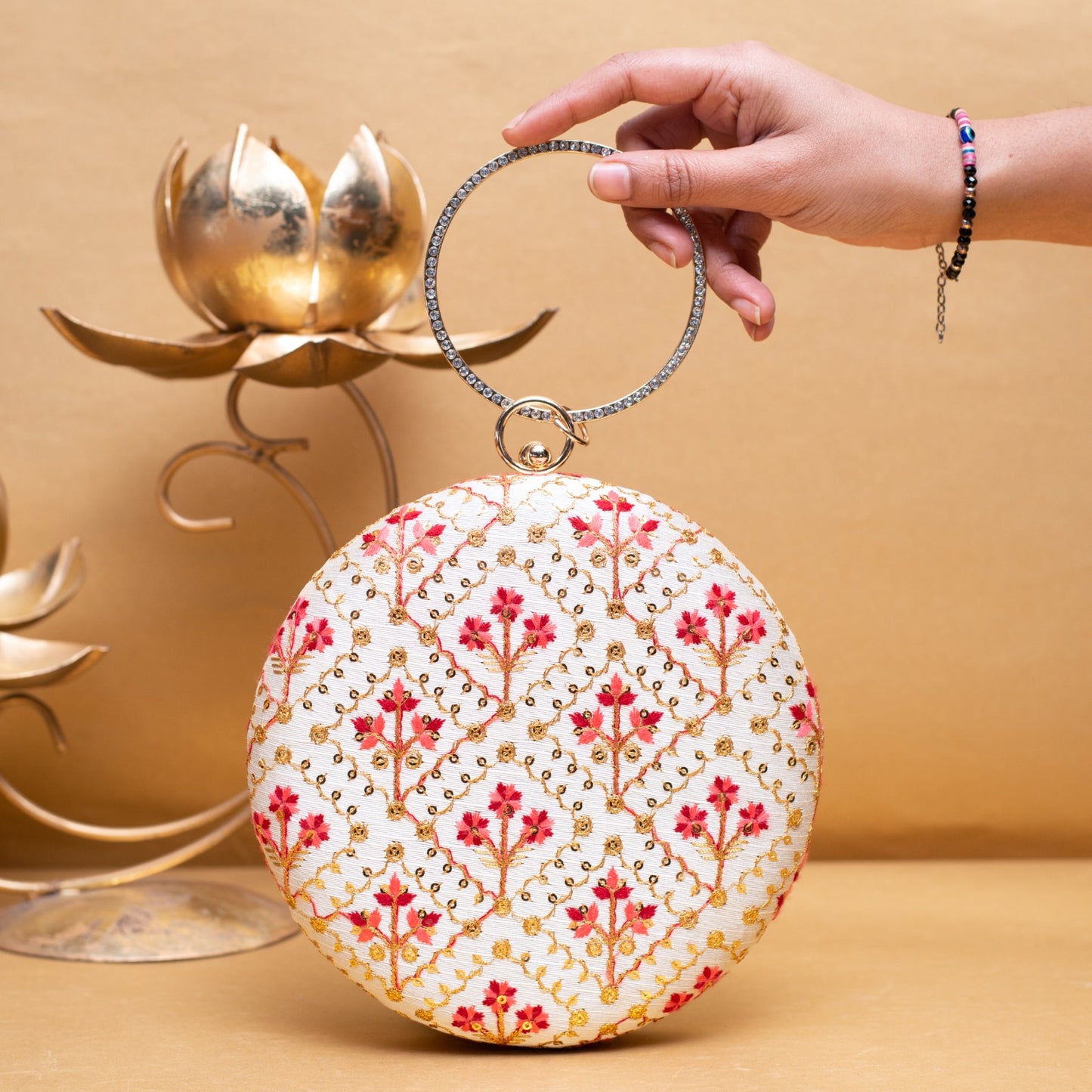 Designer Round Ethnic Clutch