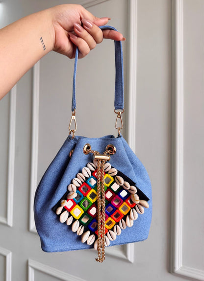 Garba nights denim bucket bag
